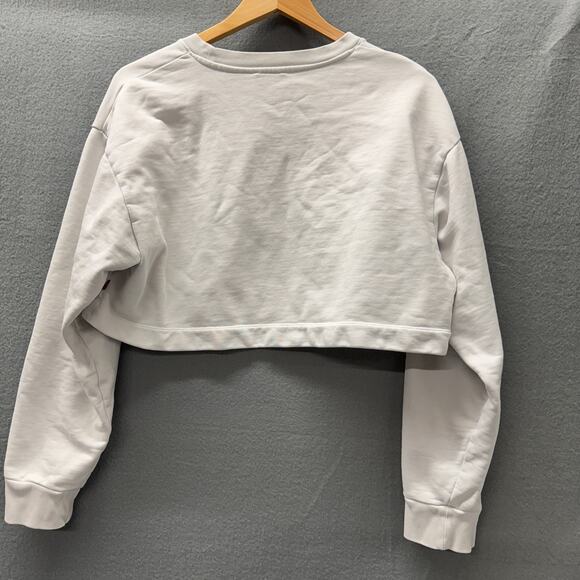 Levi's Cropped Sweatshirt Womens Small Off White Red Center Hit Pullover - Picture 4 of 8